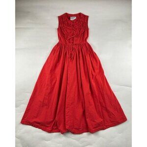 Naya Rea Red Poplin Canvas Tie Front Midi Dress UK 8 US 4